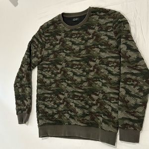 Zara Man Camo Pleated Crewneck Sweatshirt